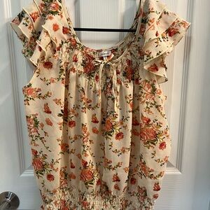 Marisol Orange and Cream Floral Blouse